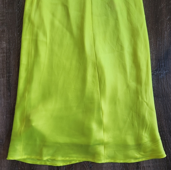 L'Agence Jodie V Neck Slip Dress in Chartreuse Yellow Silk Sleeveless 4 *Defect* - Picture 9 of 13